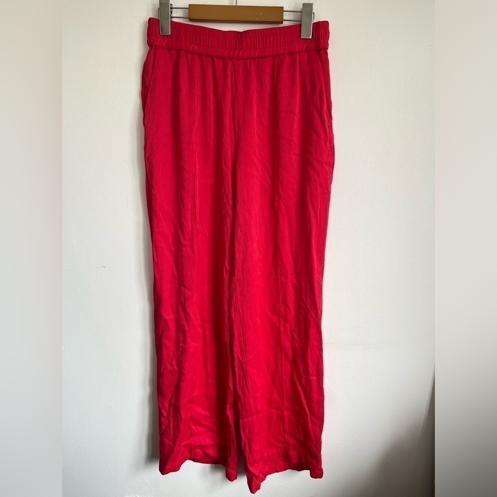 NWOT 🆕 H&M Pockets Flowy High Waist Dress Wide Leg Pant - Red - Small